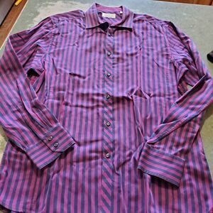 Ted Baker Endurance purple&blue striped button down shirt sz 16.5